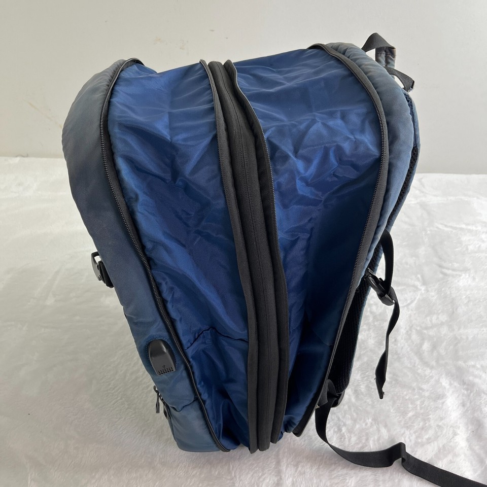 Duchamp Getaway Expandable CarryOn Laptop Backpack Suitcase Blue USB