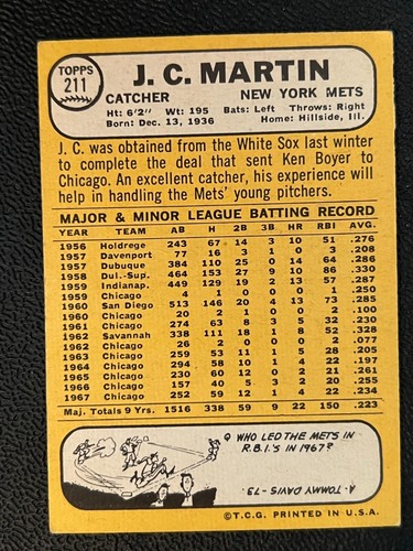 1968 Topps Baseball Singles - 1-457 -- Pick Your Card - Complete Your Set - Picture 233 of 501