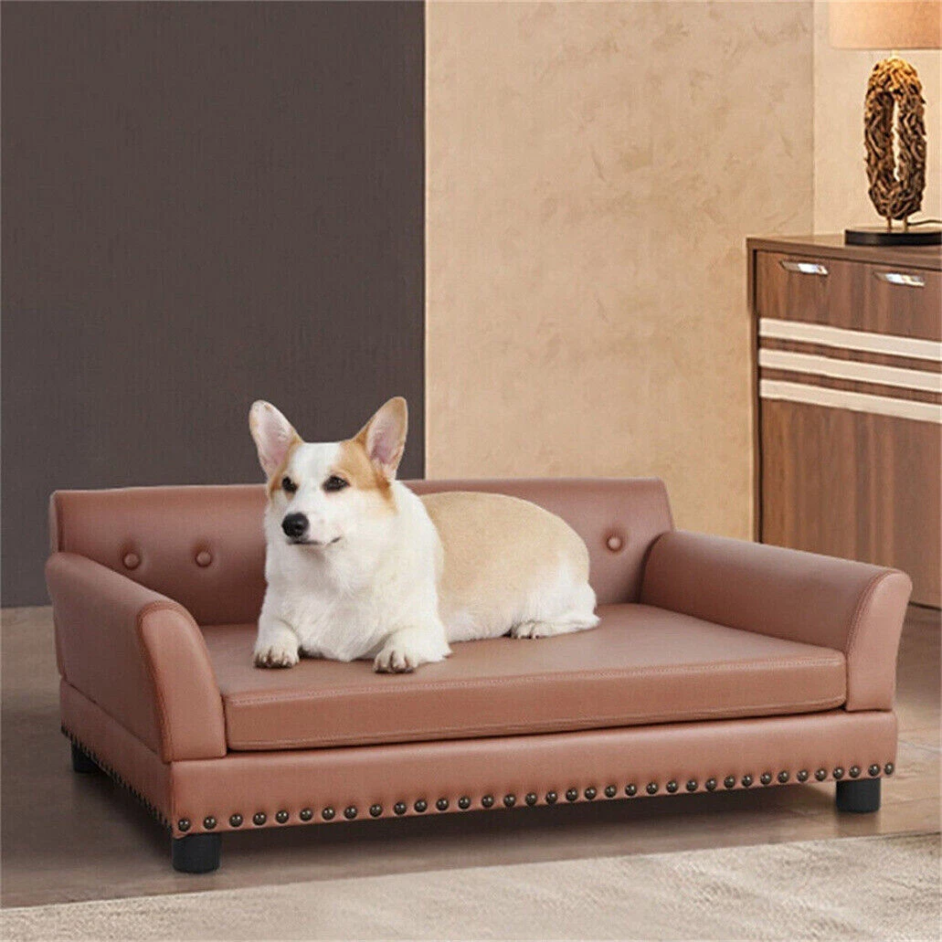 Deluxe Large Waterproof Pet Sofa Cat Bed Dog Coach PU Leather Room Furniture