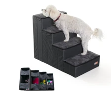 K&H Collapsible Pet Stair Steps with Storage Gray / Charcoal 4 Steps NEW