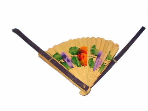 Original Old Vintage Beautiful colorful Paper Handmade Chinese Hand Fan. G62-6 - Picture 8 of 10