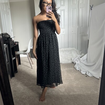 Bb Dakota Strapless Maxi Dress, Black With White Star Pattern, Size XS |  eBay