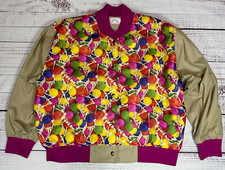 Catherine Gay Womens Golf Ball & Tees Print Bomber Style Jacket L/XL Pink Beige