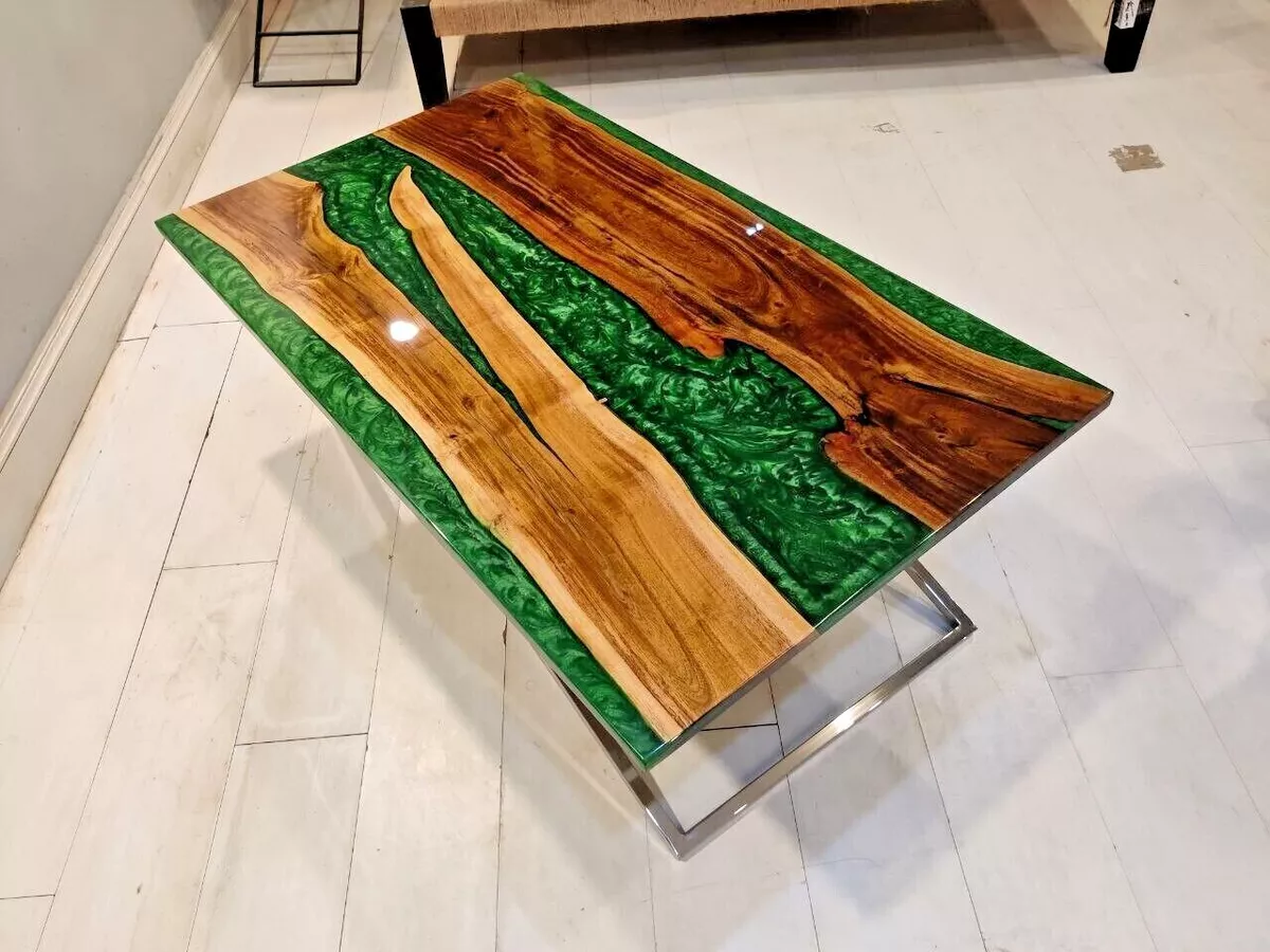 Walnut Resin Table Special Order Walnut Epoxy Table Green epoxy dining table