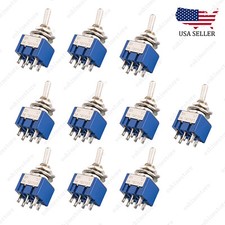 10x DPDT Guitar Mini Toggle Switch 2 Position ON/ON 6 PIN Car/Boat Switches Blue