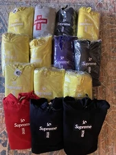 SUPREME CROSS BOX LOGO HOODED SWEATSHIRT FW20 LEMON SIZE SMALL BNWT 