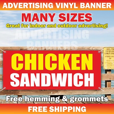 Chicken Sandwich Advertising Banner Vinyl Sign Burger BLT Cheeseburger Steak