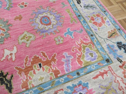 4 x 6 Hand Knotted Pink Colorful Turkish Oushak Oriental Rug G11361 - Picture 10 of 12