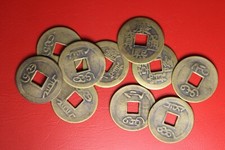 * BAG OF 10 DUBIOUS BRONZE CHINESE CASH TYPE COIN #ESA56