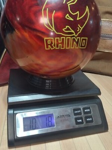 Brunswick Rhino Pearl Bowling Ball 10 lb. Red Black Swirl Marbled 1st Drill- EUC
