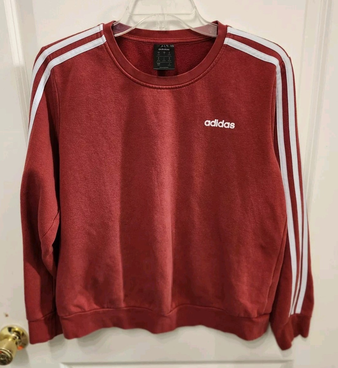 Oversized Crew Sweatshirt Adidas Stripe Jumper Adidas Red Stripe