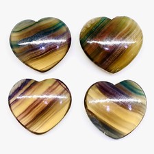 4 Pcs Natural Bi Color Fluorite 27.5-29mm Heart Cabochon Untreated Gemstones Lot