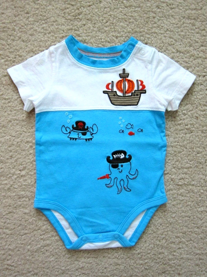 Baby Boy 3 месяцев боди пират обезьяна Carters шорты брюки Summer Beach б/у - Изображение 2 из 4