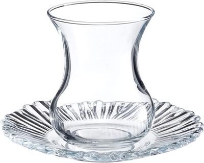 Pasabahce Aurora Tee-Set, 6er , 155 cc Teegläser-Set mit Unterteller
