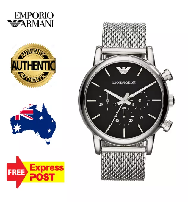 NEW EMPORIO ARMANI LUIGI AR1811 SILVER/BLACK CHRONOGRAPH MENS QUARTZ WATCH  | eBay