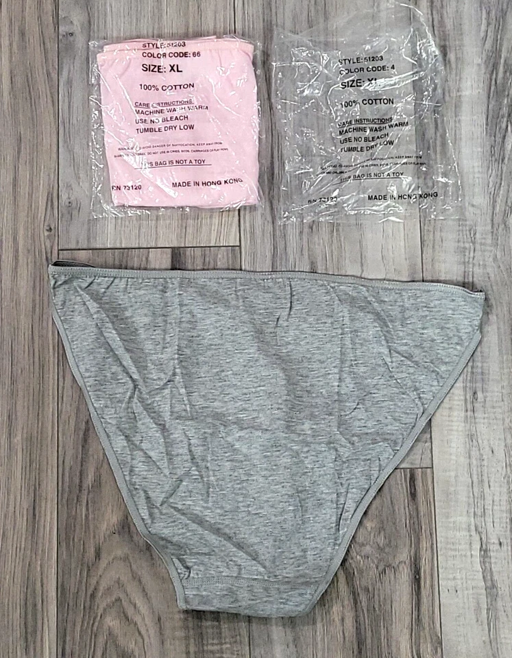 LOTE DE 2- Bragas de Bikini Fredericks of Hollywood Gris Rosa Algodón XL De Colección Nuevo de Lote Antiguo Foto 3 de 4