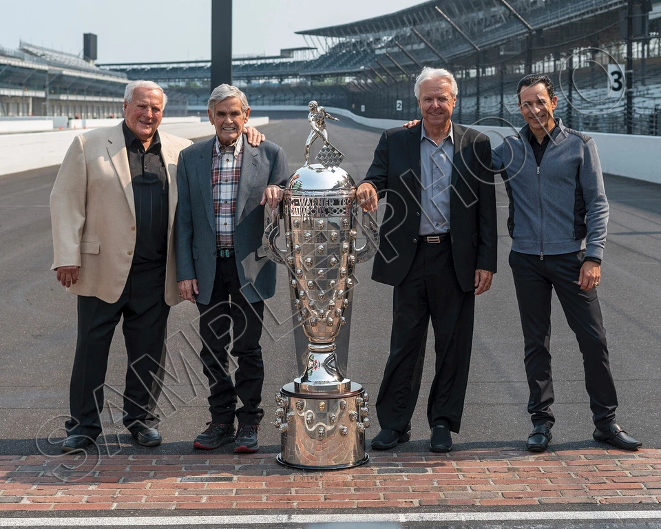 Indy 500 Four-Time Winners Foyt Unser Mears Castroneves 8x10 Photo - Image 1 of 1