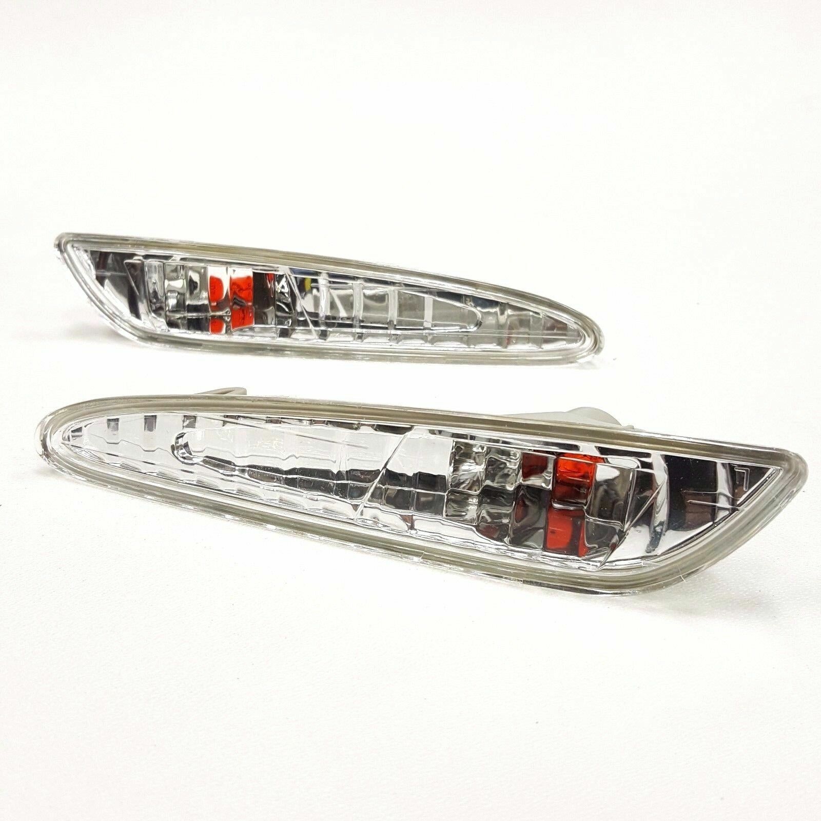 Clear Front Bumper Euro Chrome Side Marker Lights For MB W211 E320 E350