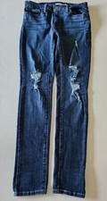 Levis Womens 711 The Skinny Darkwash Distress Jeans Size 28x30