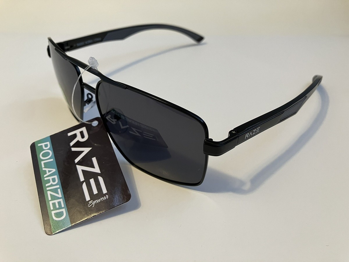 RAZE Sunglasses Black Metal Frame Smoke Lens Polarized Kona 56003