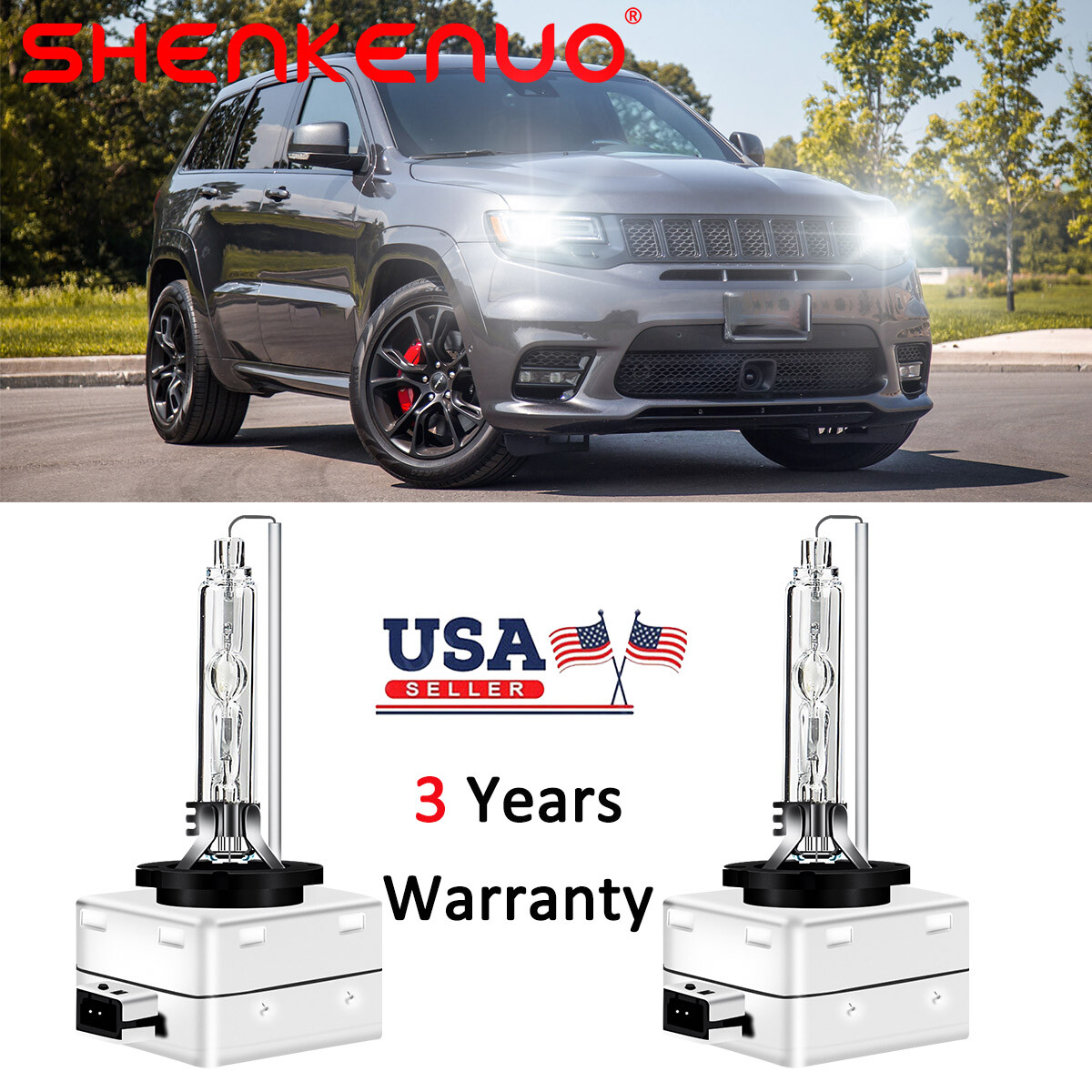 White D3S HID Bulbs Xenon Headlight High Low For Jeep Grand Cherokee