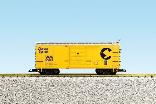 Trenes EE. UU. Escala G R19155B Chessie #WM 36029 Boxcar - Extremos Amarillo/Azul/Techo de Plata | Zustand: New