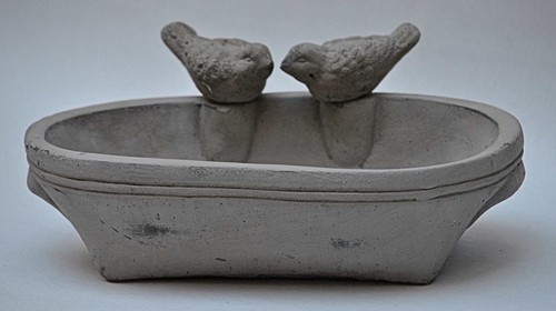 VOGELTRÄNKE VOGELBAD PFLANZSCHALE 2 VÖGEL IM ANTIK LANDHAUSSTIL GARTENDEKO NEU