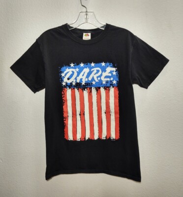 D.A.R.E American Flag Black Shirt Drug Abuse Resistance Education Men Size Small