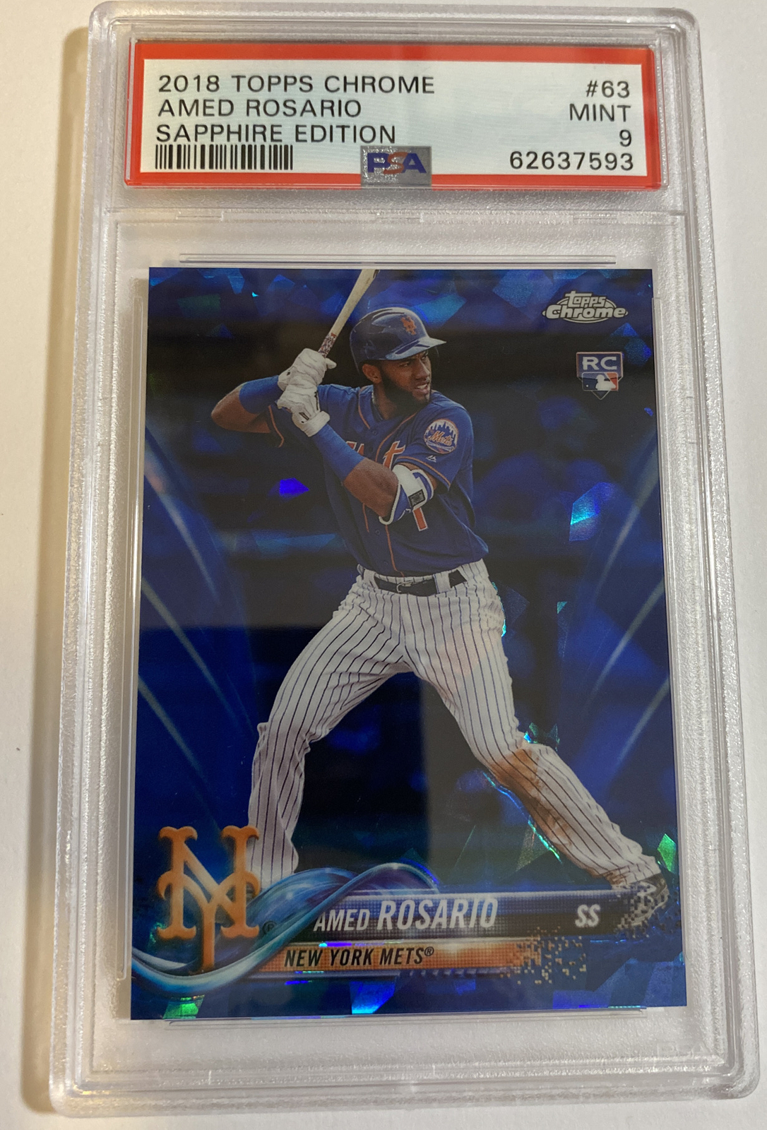2018 Topps Chrome Sapphire Edition #63 Amed Rosario RC Rookie PSA 9