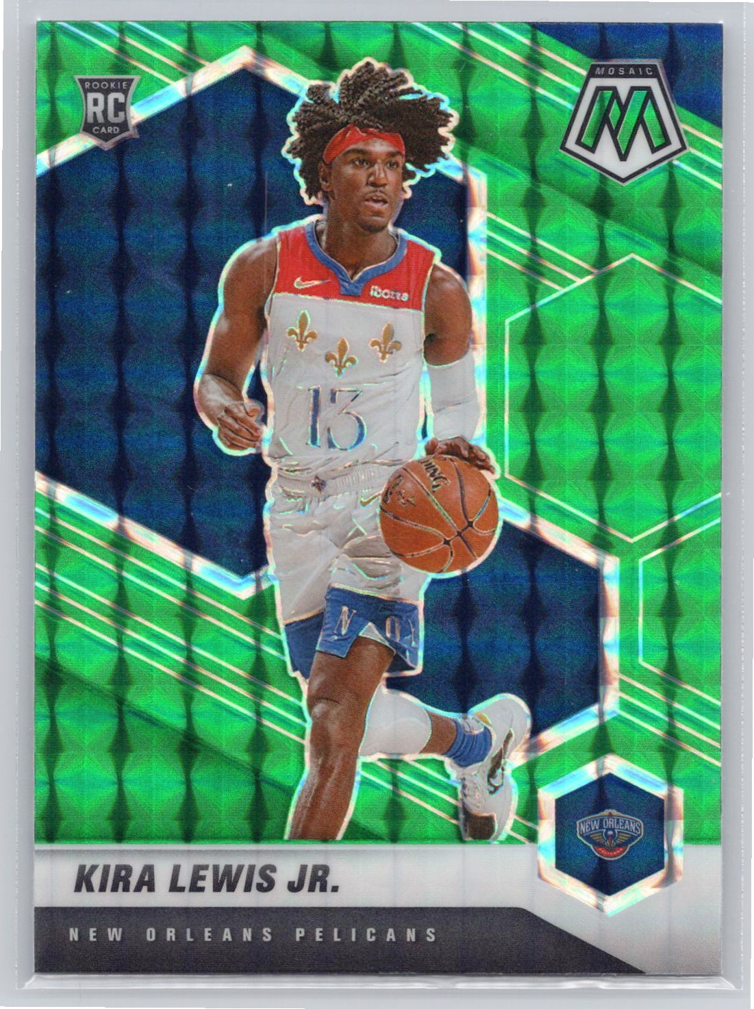 2020-21 Panini Mosaic #224 Kira Lewis Jr. Green Reactive New Orleans Pelicans RC