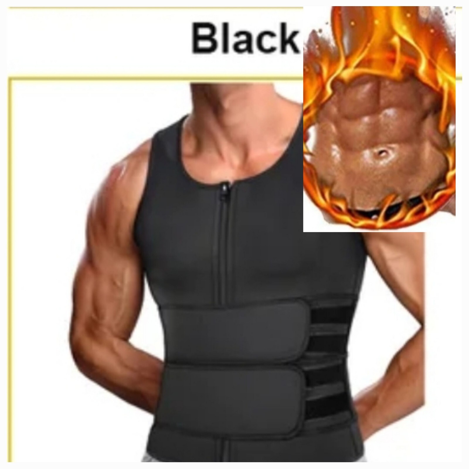 Men's 2XL 3XL Neoprene Sauna Suit Vest sweat waist Trainer Shaper Top burner