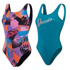 Speedo Badeanzug Damen Bademode tiefer offener U-R&uuml;cken d&uuml;nn unterf&uuml;ttert