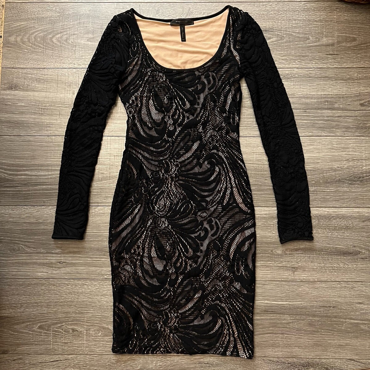 BCBG MAXAZRIA Tanya Dress Womens size XXS Black Bodycon Filigree Design |  eBay
