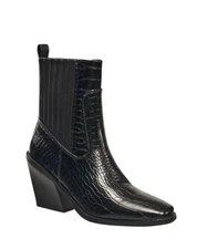 NEW H by Halston Charlotte Embossed Ankle Western Boots/Booties -Size US 9/Black