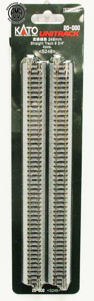 Rails De Train Miniature KATO Unitrack N - 4 Rails Droits 248 Mm Avec Ballast - Échelle 1/160