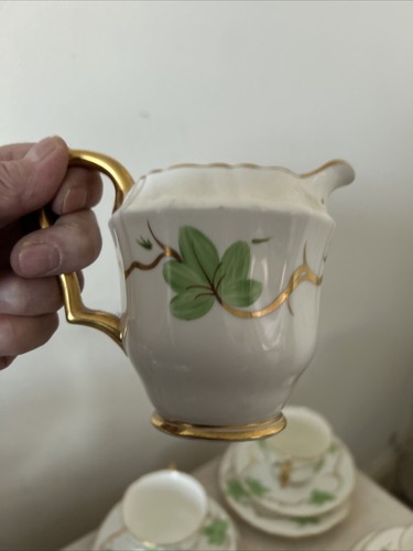 Antique Crown Staffordshire Bone China 4 Teacups Saucers Plates Cream Jug Bowl - Picture 6 of 15