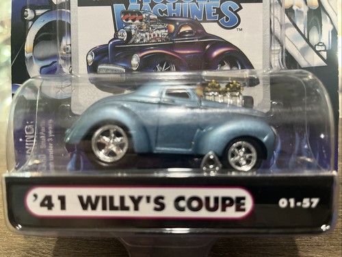 1941 WILLYS COUPE '41 BLUE WITH BLOWER MUSCLE MACHINES 1/64 DIECAST CAR # 01-57 - Picture 2 of 5