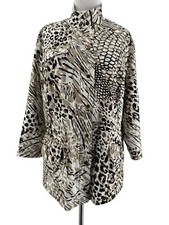 Zenergy By Chico's Women's Animal Print 3/4 Sleeve Athletic Jacket Size 2