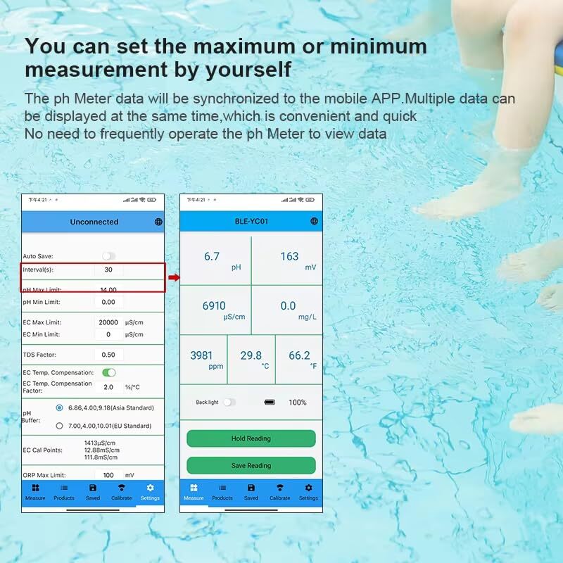 Smart Wasserqualitätstester 6-in-1 Smart Pool Wassertester - Misst