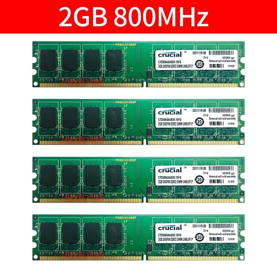 Crucial 20GB 16GB 8GB 4GB 2GB DDR2 800MHz PC2-6400U Desktop PC Memory RAM LOT BT - Image 4 of 4