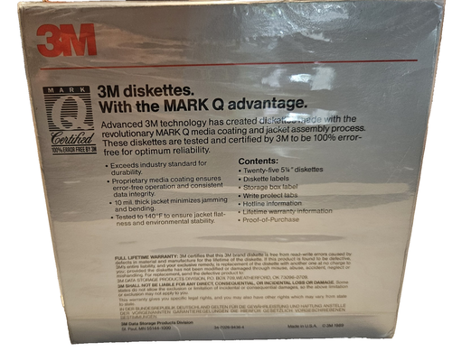 3M Double Sided DS, DD UnFormattedDiskettes IBM 25 Count 5-1/4" Disks 5.25 NEW - Photo 4/8