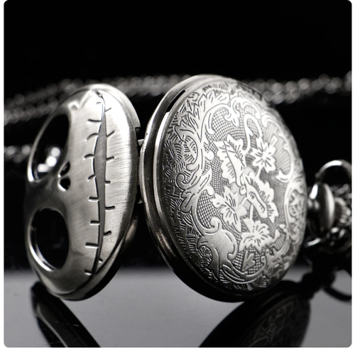 Reloj Bolsillo Colgante Pesadilla Antes de Navidad Cara Jack Tono Plata - Imagen 4 de 6