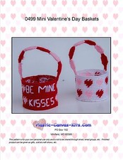 Mini Valentine's Day Baskets-Hearts-Love, Hugs-Plastic Canvas Pattern or Kit