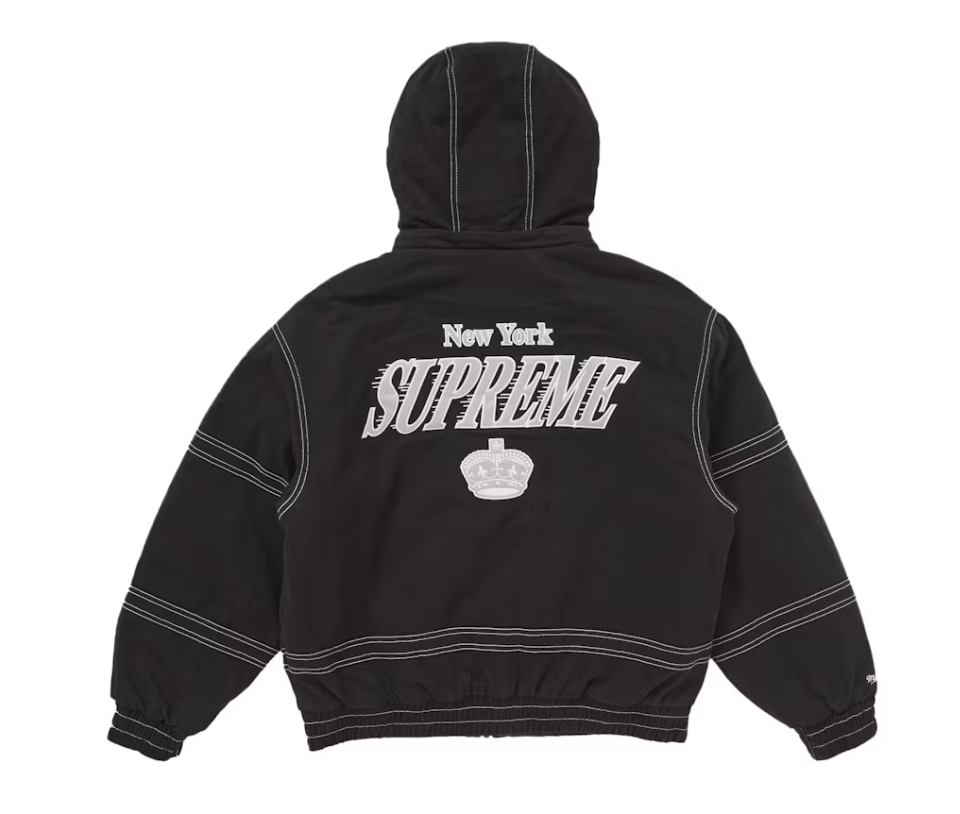 Supreme × Mitchell & Ness Stadium Jacket Supreme x Mitchell & Ness Twill Stadium Jacket Black FW24 Large | eBay