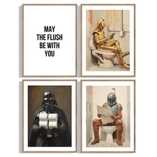 Star Wars Bathroom Décor 4 Piece Set Wall Collage - Ready to Frame