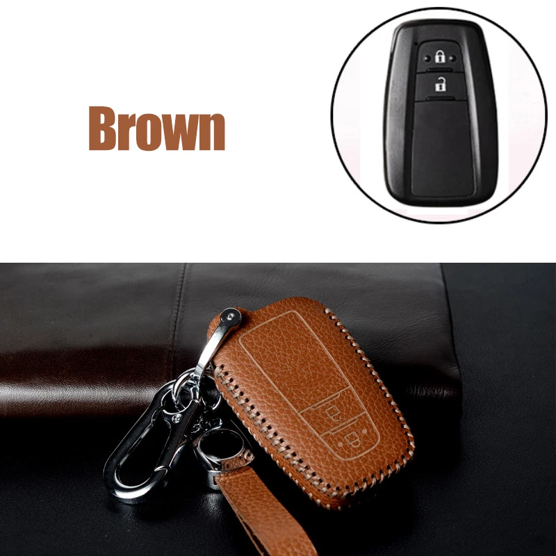 Funda de cuero genuino para llave de coche para Toyota Corolla 86 Camry RAV4 CH-R Prius Foto 4 de 4