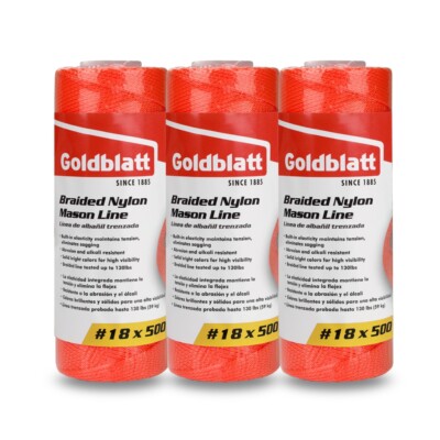 Cordeau De Maçon Goldblatt 500FT #18 - Nylon Tressé Jaune - Pour Maçonnerie