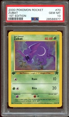 PSA 10 GEM MINT Zubat 70/82 Team Rocket 1ST EDITION Pokemon Card