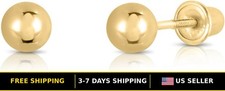 14k Yellow Gold Screw-Back Ball Stud Earrings for Secure Wear