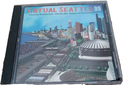 VINTAGE VIRTUAL SEATTLE 99 -3D SCREEN SAVER INTERACTIVE MAP -CD ROM FOR PC & MAC